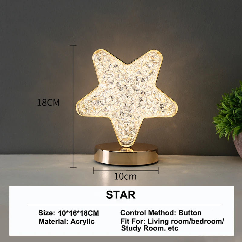 Stellora | 3D Crystal LED Night Light | Rechargeable Touch Dimming Lamp 7