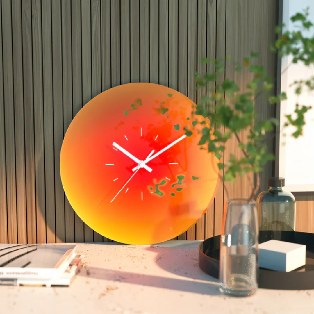 Sunset Glass Wall Clock | Modern Gradient Design 1