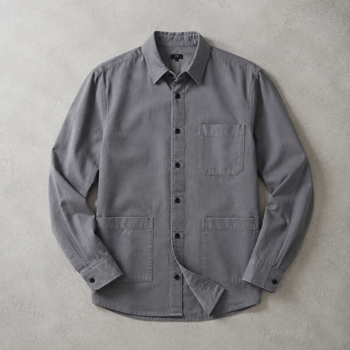Men's Cotton Overshirt - Washed Utility Button Down