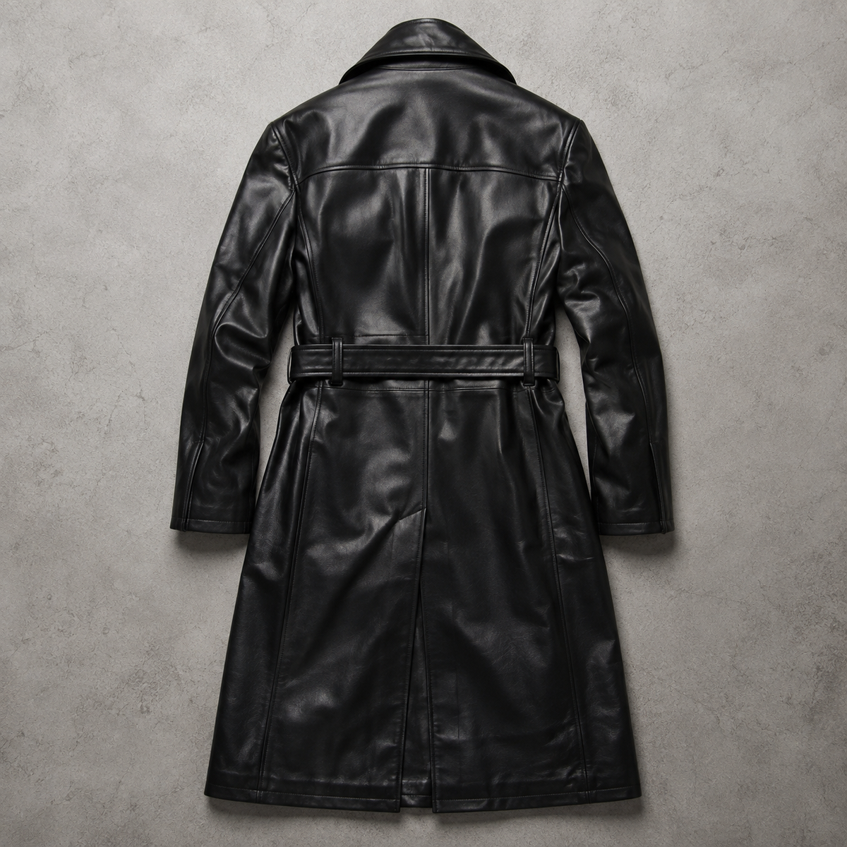Men's Faux Leather Trench Coat - Longline Casual Outerwear