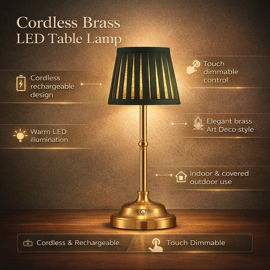 Table Lamp Cordless Rechargeable Brass LED Touch Dimmable 3