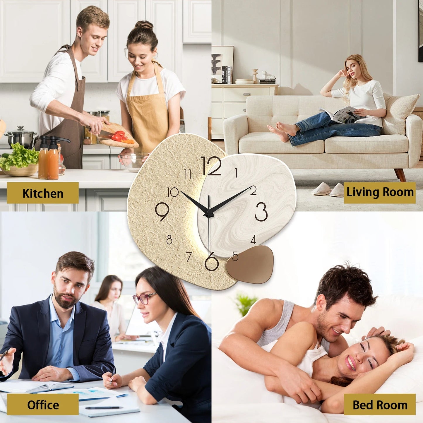 TempoStone | Modern Simple Wall Clock | Silent Quartz Design 4