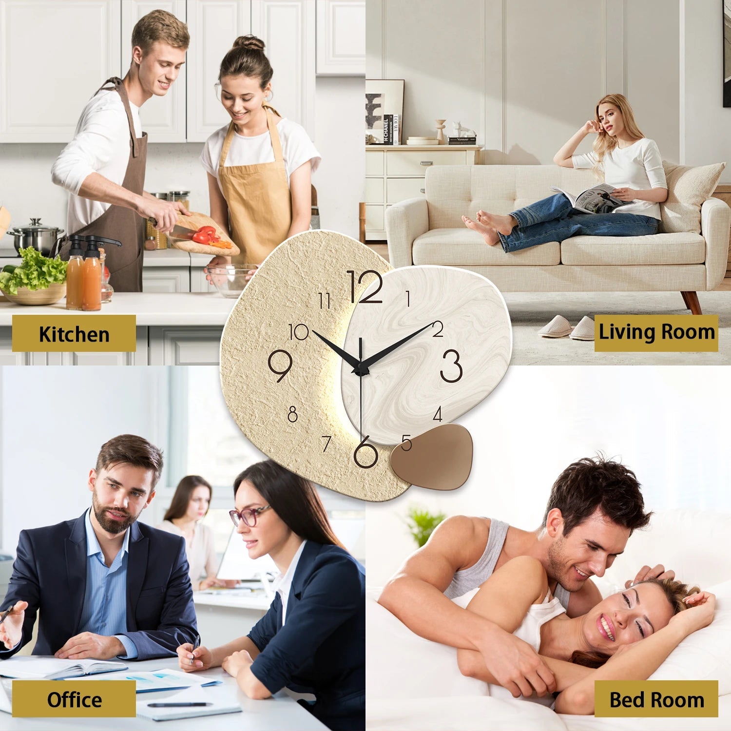 TempoStone | Modern Simple Wall Clock | Silent Quartz Design 4