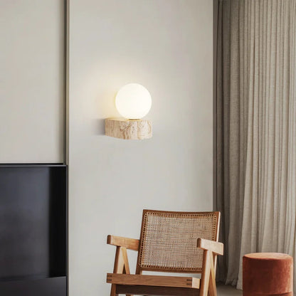 Travertine Stone Wall Lamp | Modern Japanese-Style LED Sconce 2