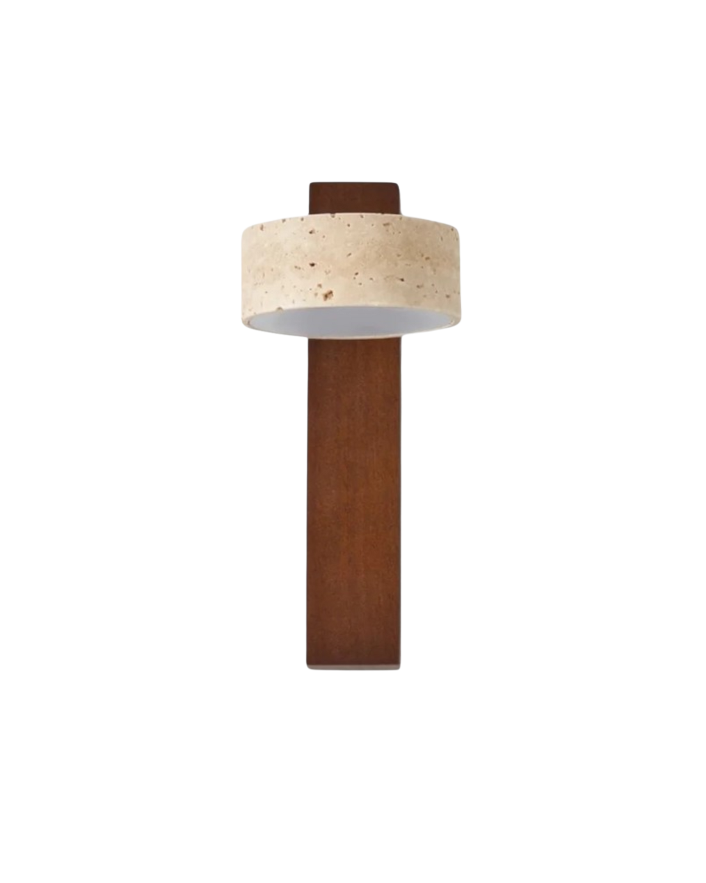 Travertine Wall Lamp | Modern Stone & Wood Sconce 0