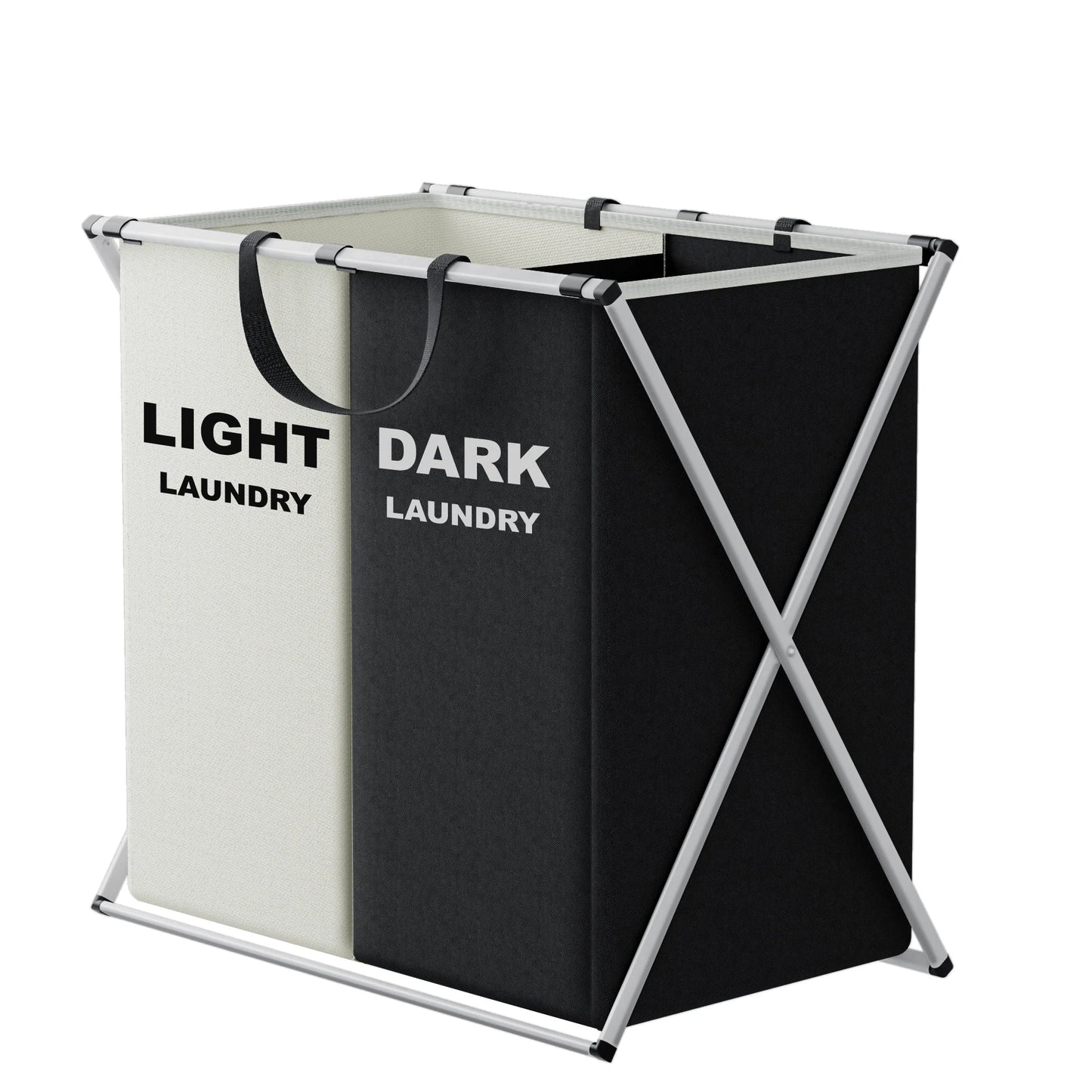TriSort | Multi-Section Laundry Hamper | Foldable Clothes Basket with Compartments 0