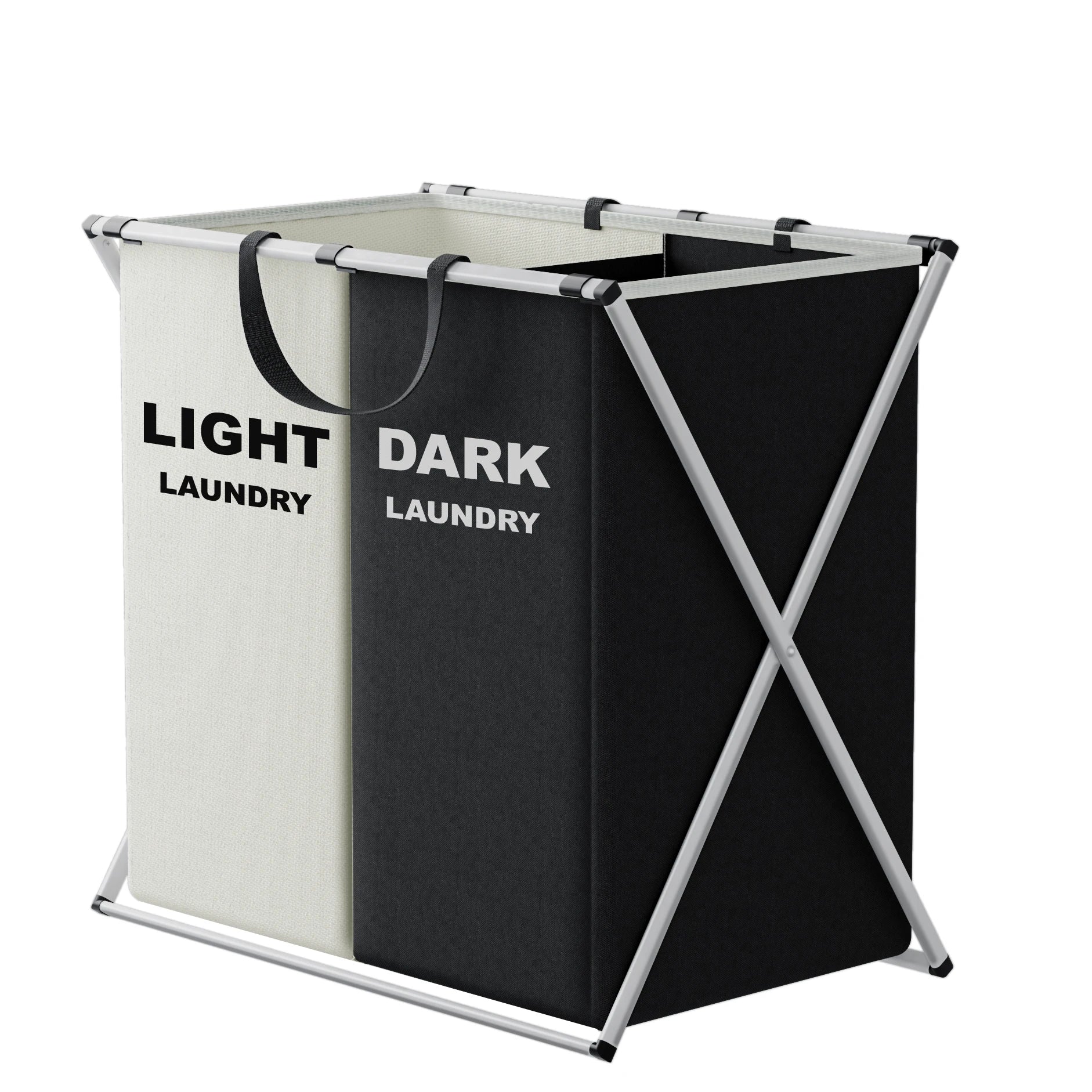 TriSort | Multi-Section Laundry Hamper | Foldable Clothes Basket with Compartments 0