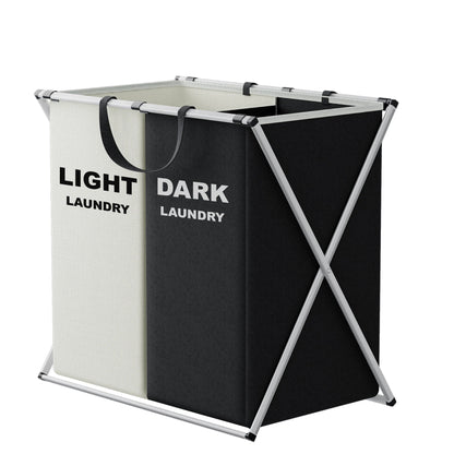 TriSort | Multi-Section Laundry Hamper | Foldable Clothes Basket with Compartments 0