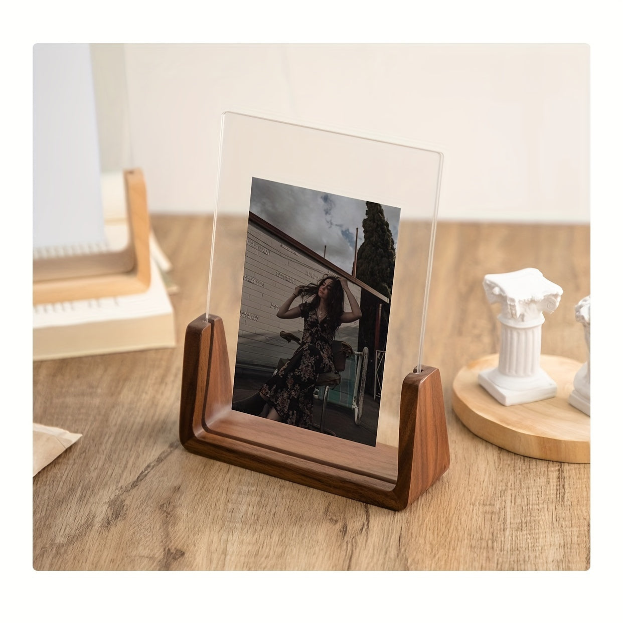 U-Shaped Acrylic & Wood Photo Frame | Modern Minimalist Display 1