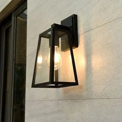 Verona | Outdoor Wall Lamp with Geometric Glass Frame & Matte Black Finish | Elegant Exterior Lighting for Modern Spaces 0