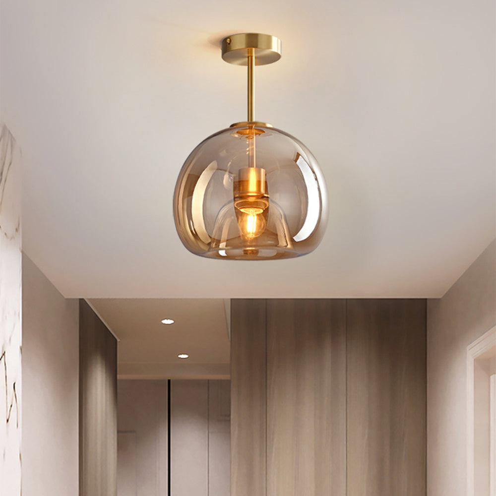 Vintage Bubble Glass Ceiling Light | Retro Amber Glass Pendant 0