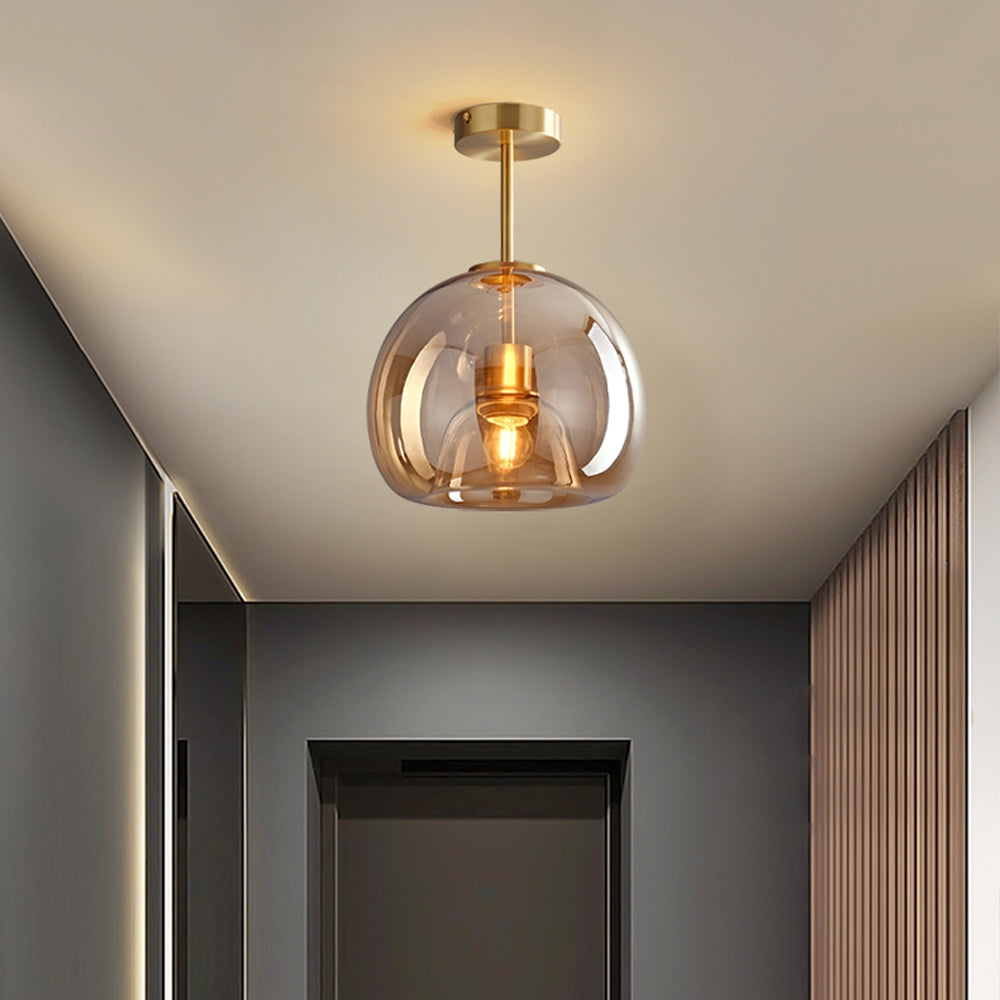 Vintage Bubble Glass Ceiling Light | Retro Amber Glass Pendant 1