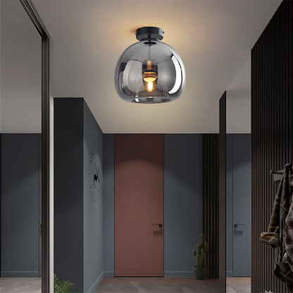 Vintage Bubble Glass Ceiling Light | Retro Amber Glass Pendant 10