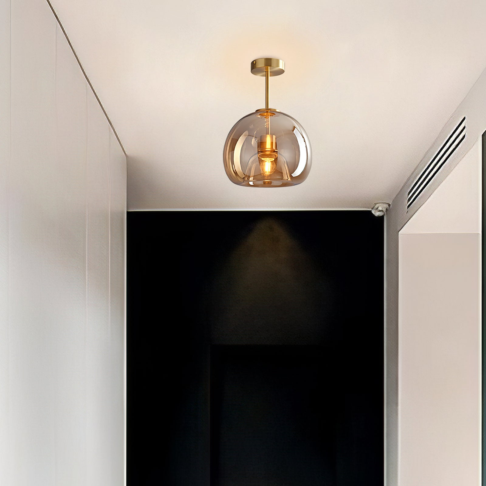 Vintage Bubble Glass Ceiling Light | Retro Amber Glass Pendant 2