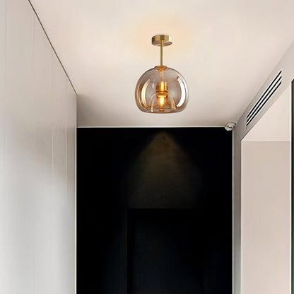 Vintage Bubble Glass Ceiling Light | Retro Amber Glass Pendant 2