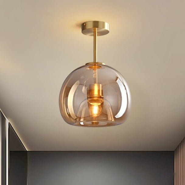 Vintage Bubble Glass Ceiling Light | Retro Amber Glass Pendant 3