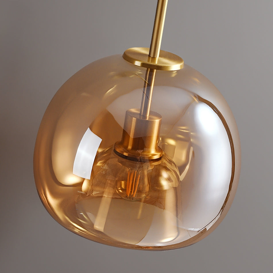 Vintage Bubble Glass Ceiling Light | Retro Amber Glass Pendant 4