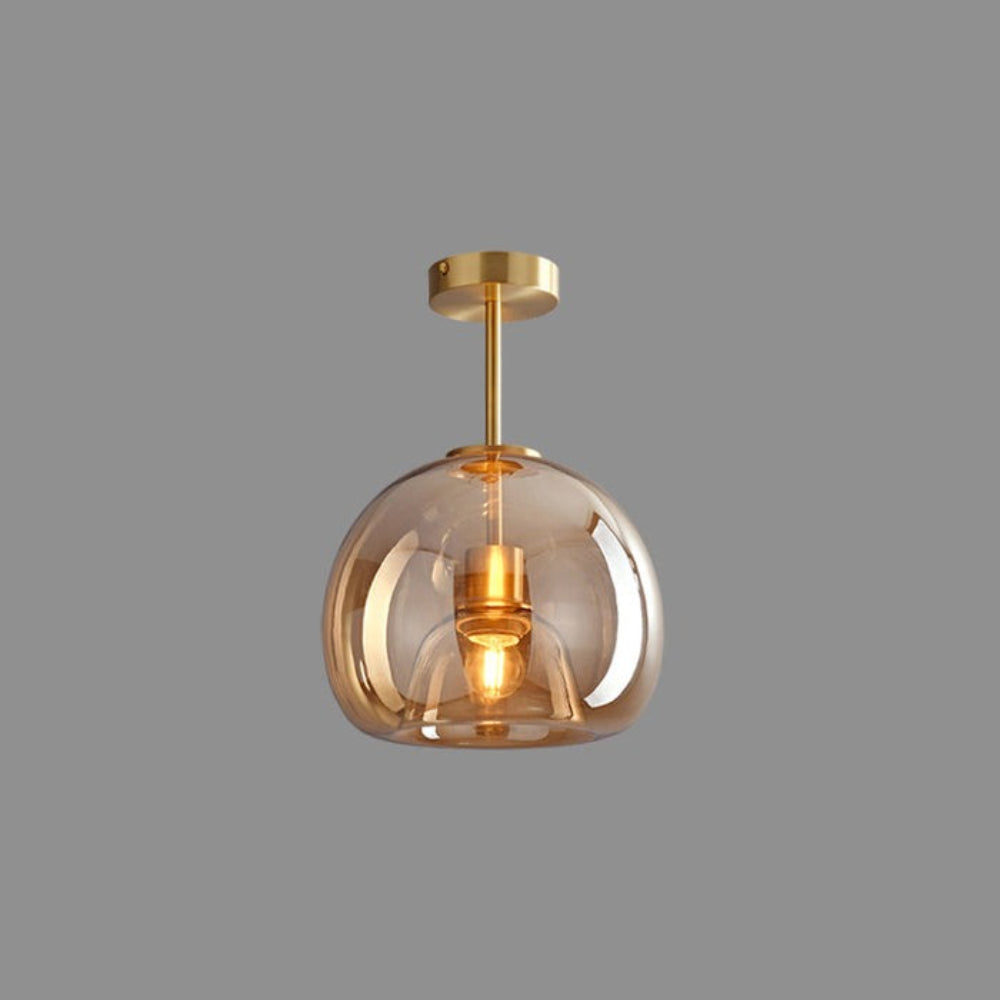 Vintage Bubble Glass Ceiling Light | Retro Amber Glass Pendant 6
