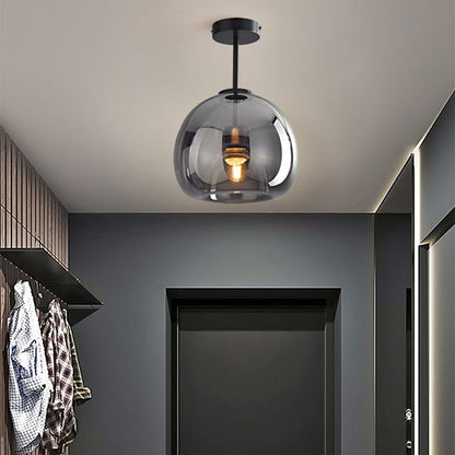 Vintage Bubble Glass Ceiling Light | Retro Amber Glass Pendant 7