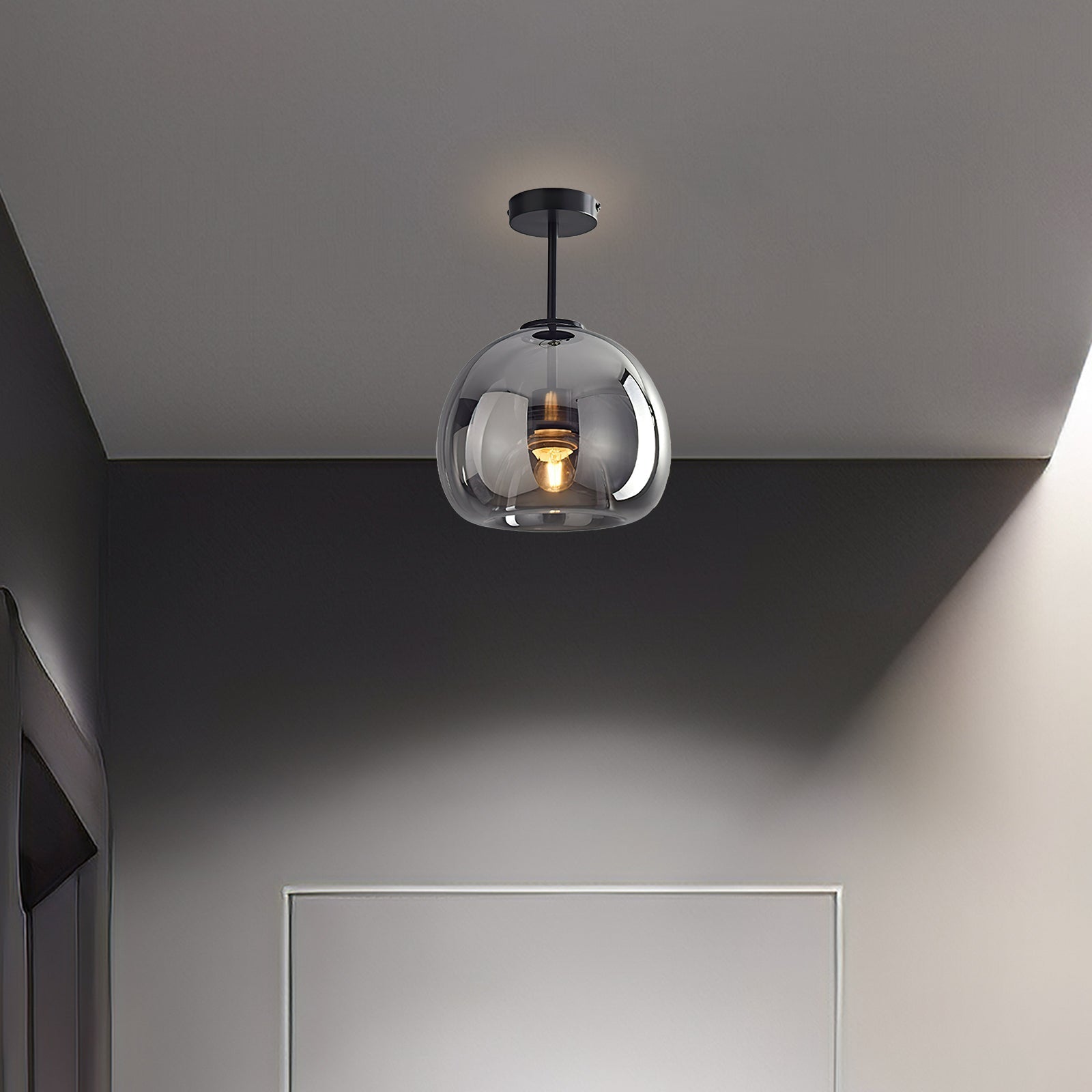Vintage Bubble Glass Ceiling Light | Retro Amber Glass Pendant 8