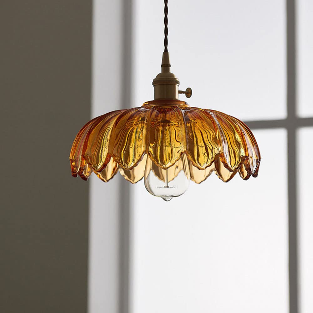 Vintage Flower Pendant Lamp | Coloured Glass Hanging Light 6