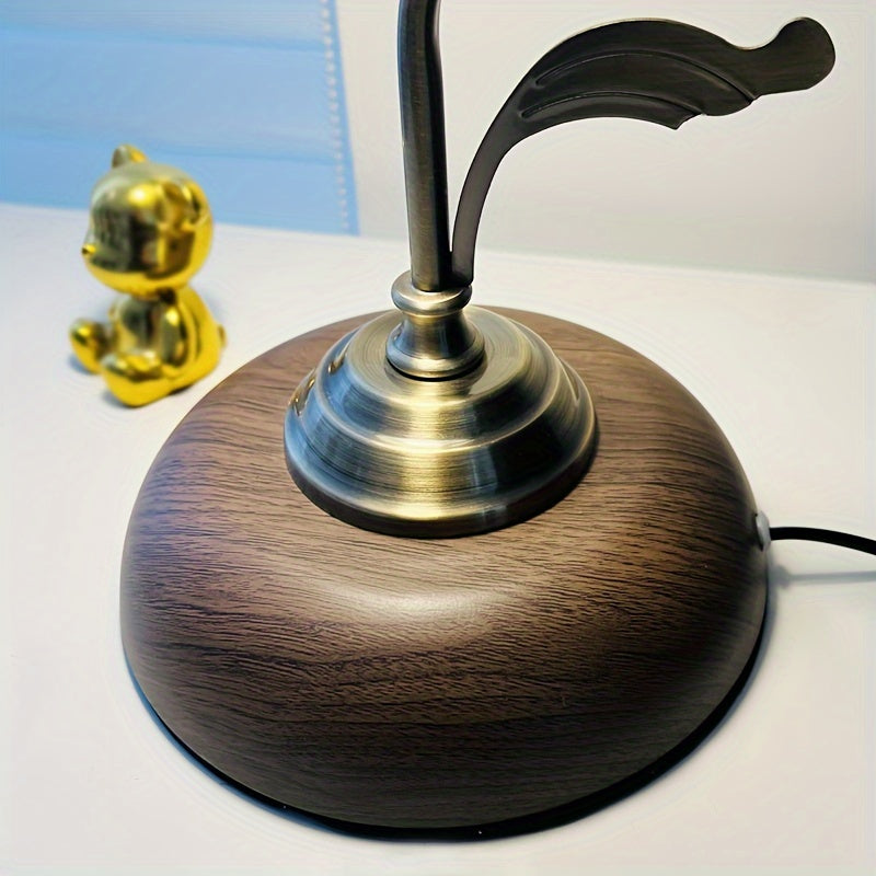 Vintage Goose Neck Table Lamp | Antique Brass USB Bedside Light 1