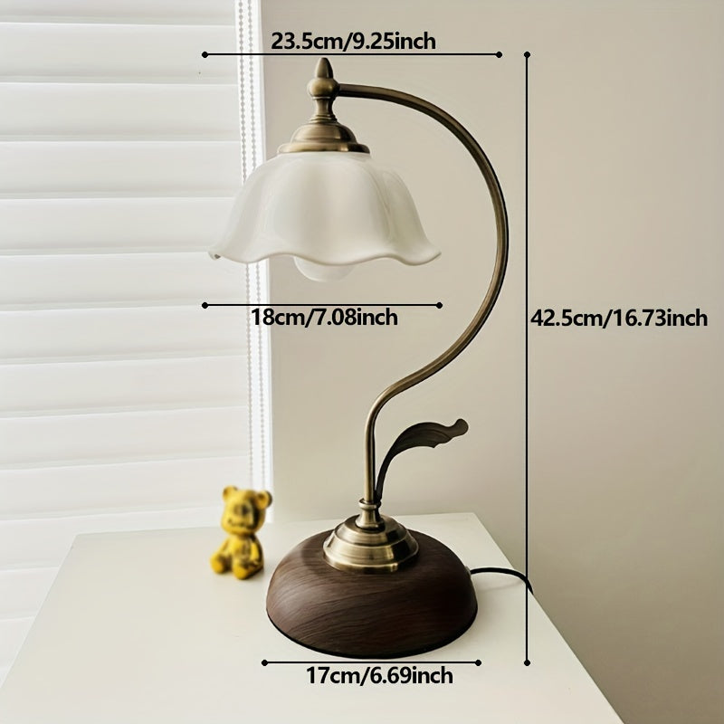 Vintage Goose Neck Table Lamp | Antique Brass USB Bedside Light 3