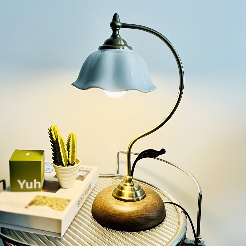 Vintage Goose Neck Table Lamp | Antique Brass USB Bedside Light 4