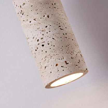 Wabi-Sabi Travertine & Wood Pendant Light | Japanese Minimalist Bedside Lighting 5