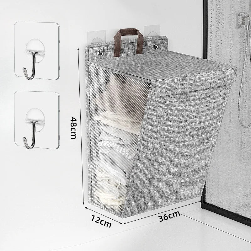 Wallora | Foldable Adhesive Laundry Basket | Wall-Mounted Clothes Hamper & Organiser 0