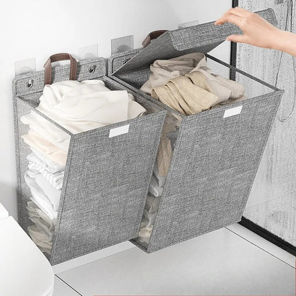 Wallora | Foldable Adhesive Laundry Basket | Wall-Mounted Clothes Hamper & Organiser 1