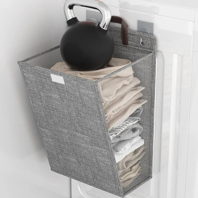 Wallora | Foldable Adhesive Laundry Basket | Wall-Mounted Clothes Hamper & Organiser 2