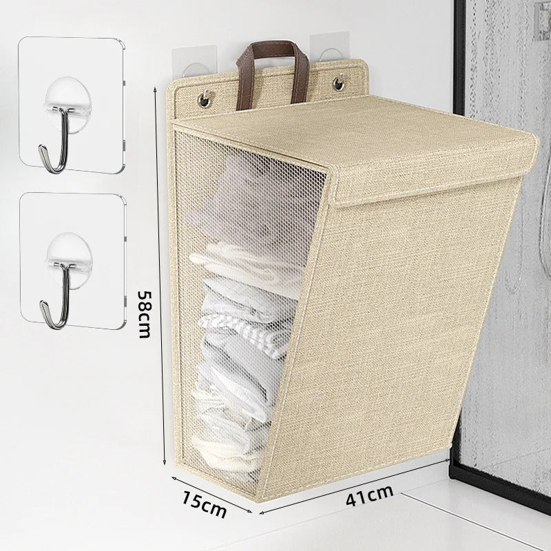 Wallora | Foldable Adhesive Laundry Basket | Wall-Mounted Clothes Hamper & Organiser 6
