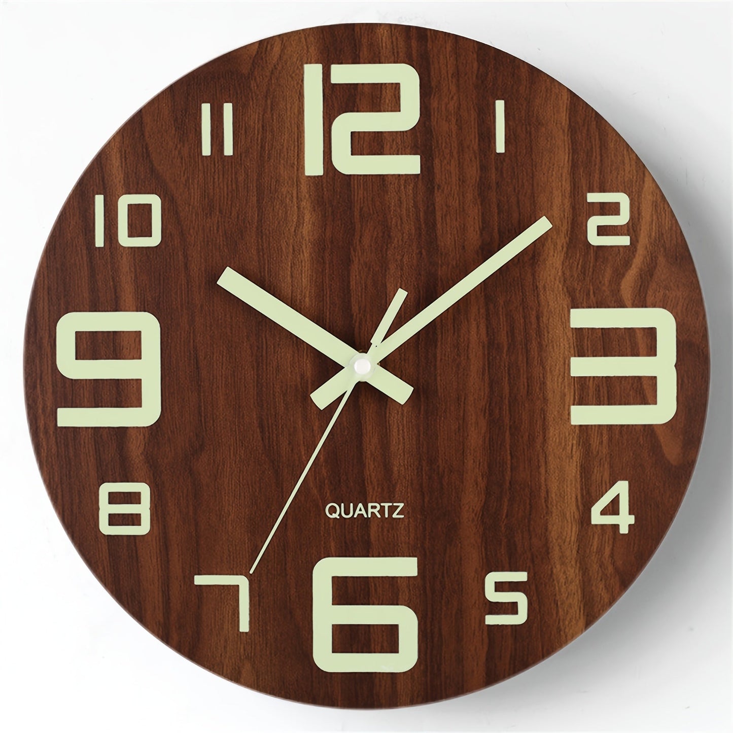 Walnut Luminous Wall Clock | Silent Glow-in-the-Dark Wooden Design 0