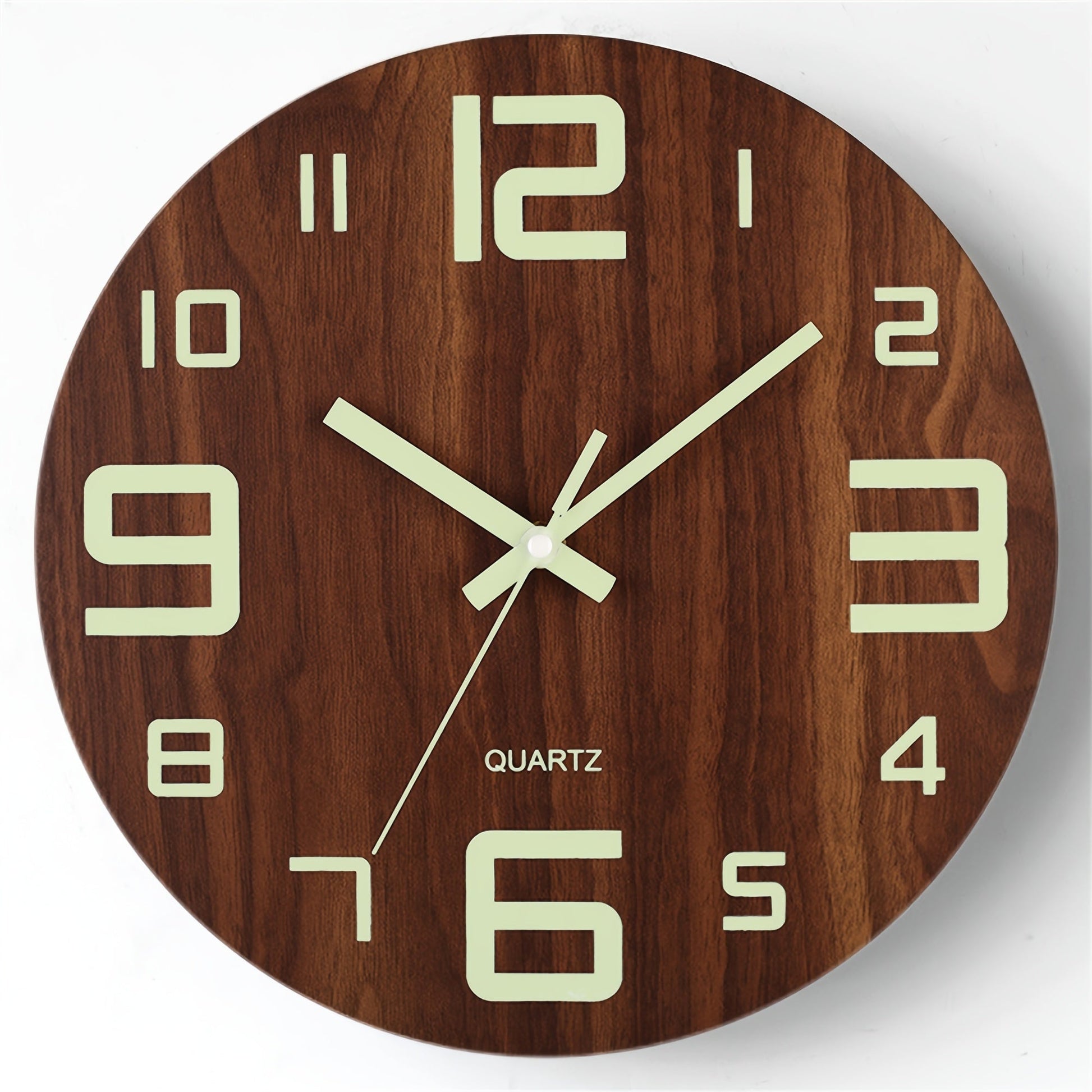 Walnut Luminous Wall Clock | Silent Glow-in-the-Dark Wooden Design 0