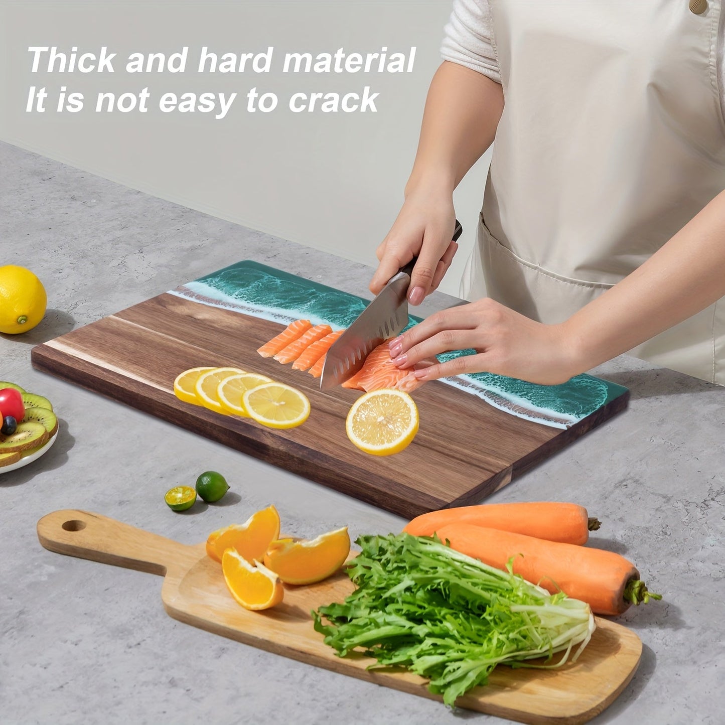 Wave Resin Cutting Board | Ocean-Inspired Acacia Wood Cheese & Serving Board 3
