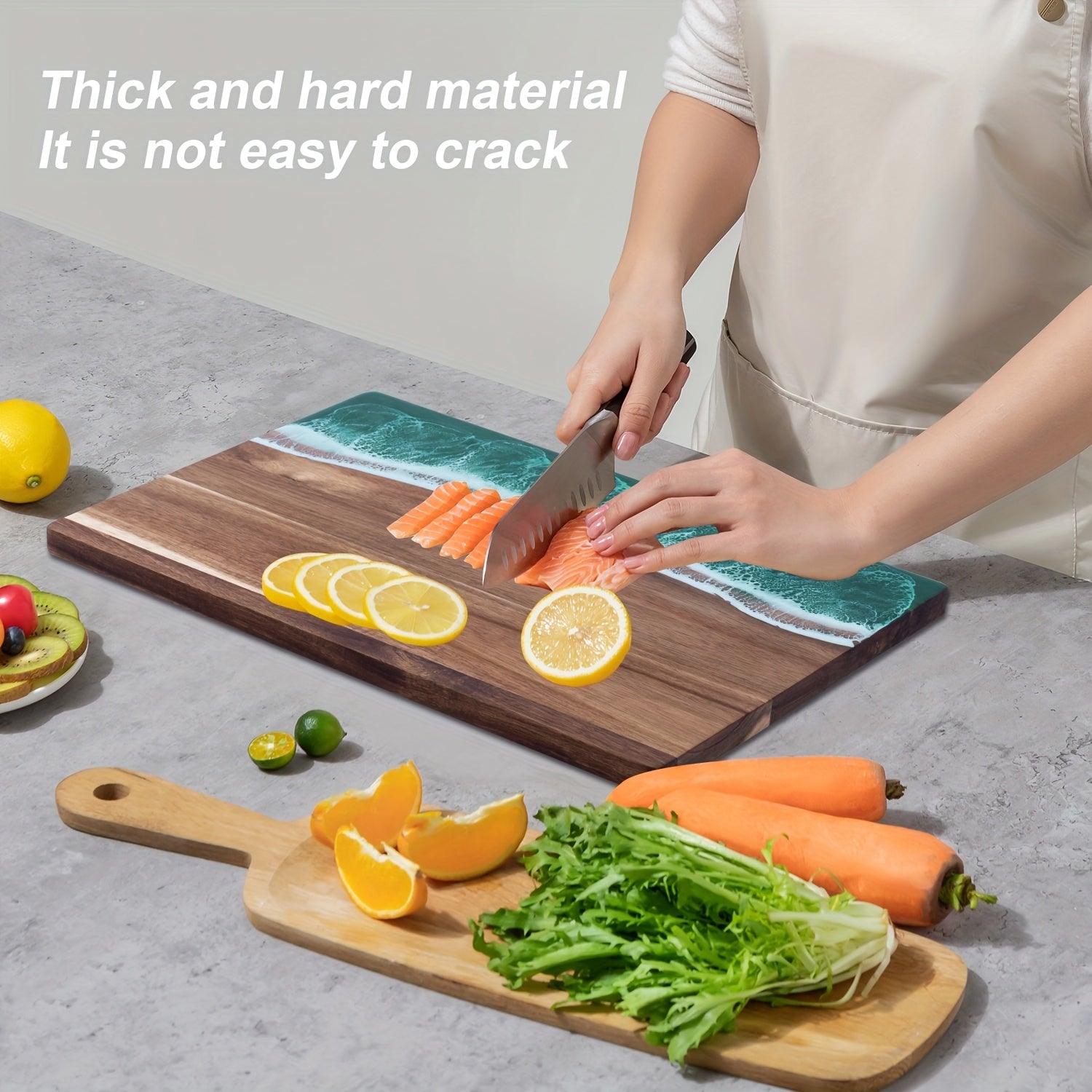 Wave Resin Cutting Board | Ocean-Inspired Acacia Wood Cheese & Serving Board 3