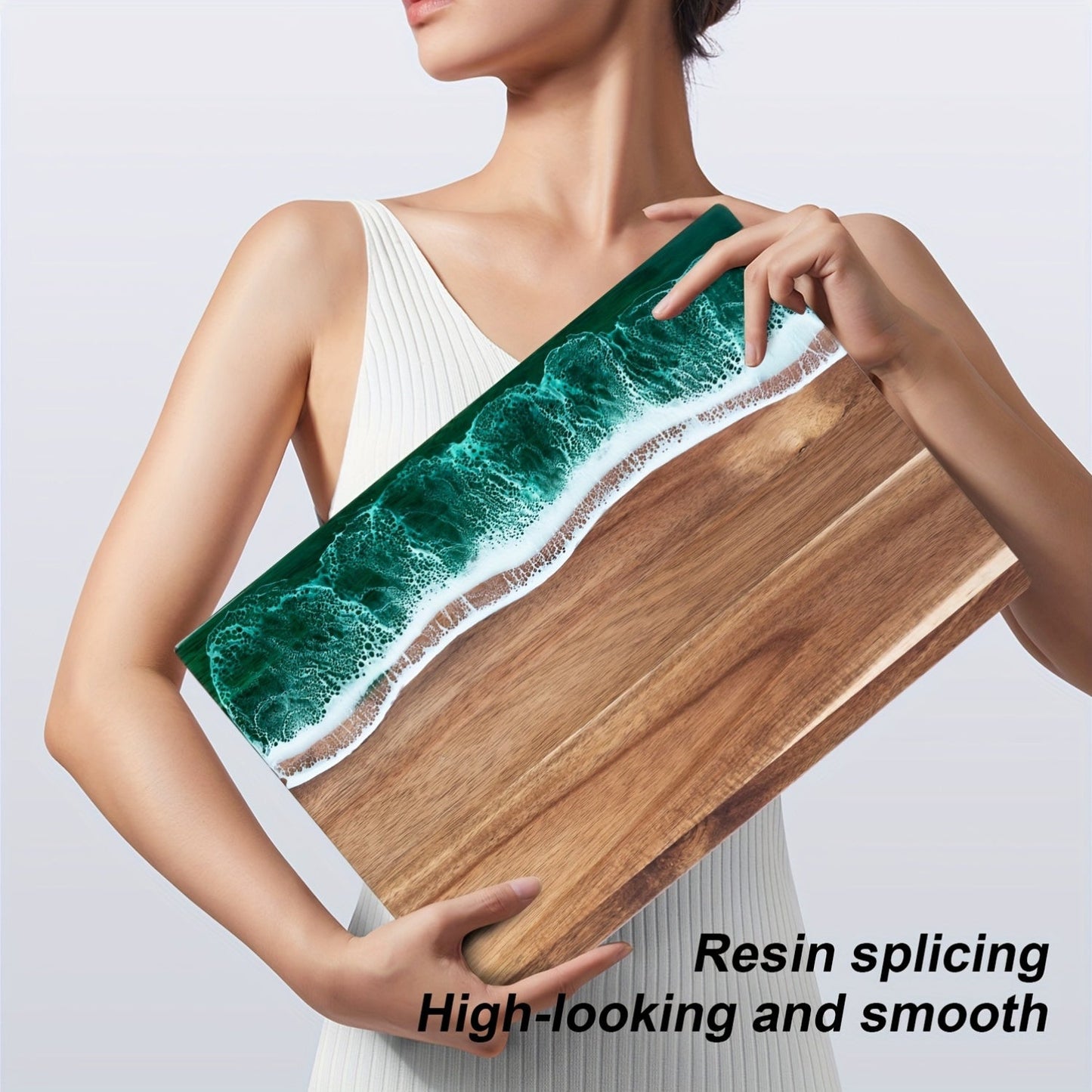 Wave Resin Cutting Board | Ocean-Inspired Acacia Wood Cheese & Serving Board 4