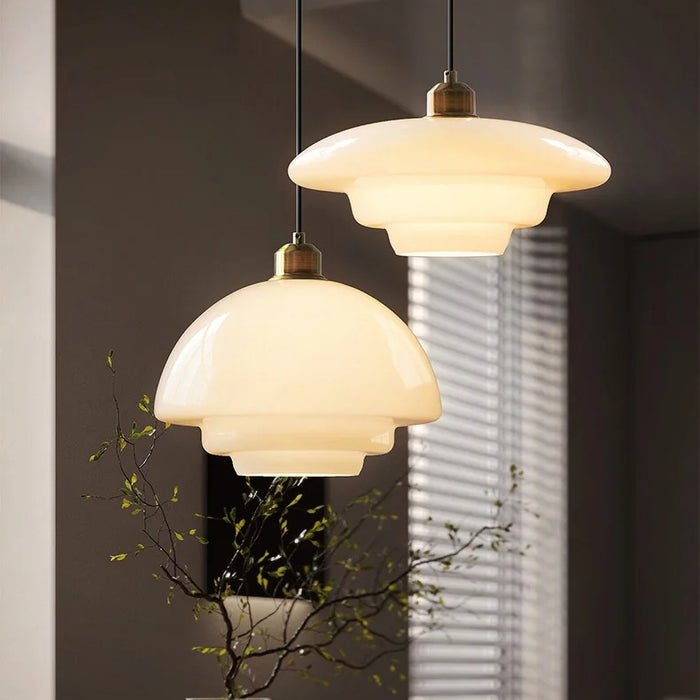 White Glass Pendant Light | Modern Mid-Century Elegance 2