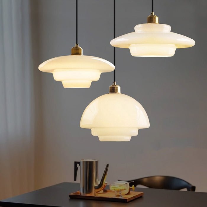 White Glass Pendant Light | Modern Mid-Century Elegance 3