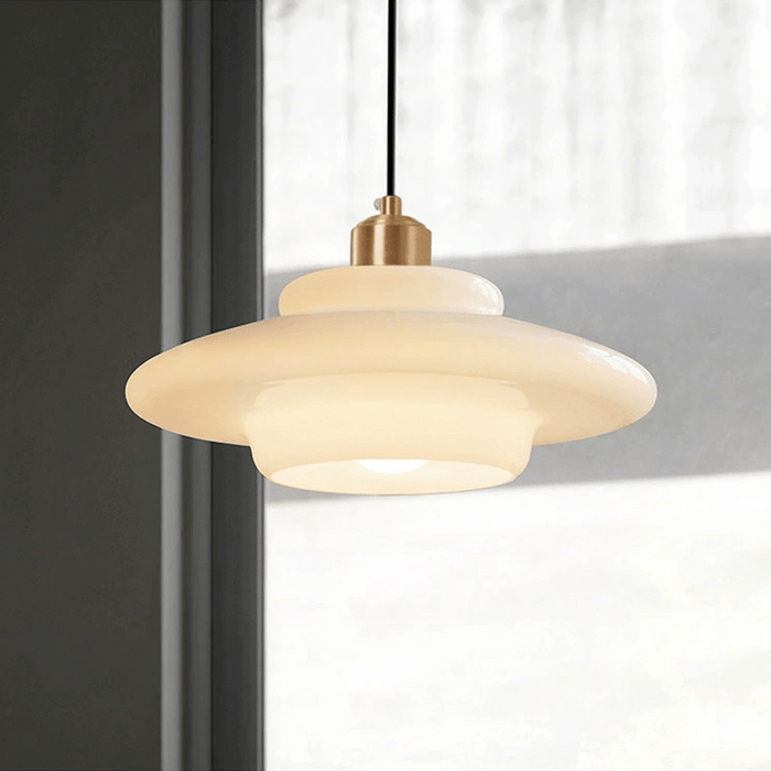 White Glass Pendant Light | Modern Mid-Century Elegance 4