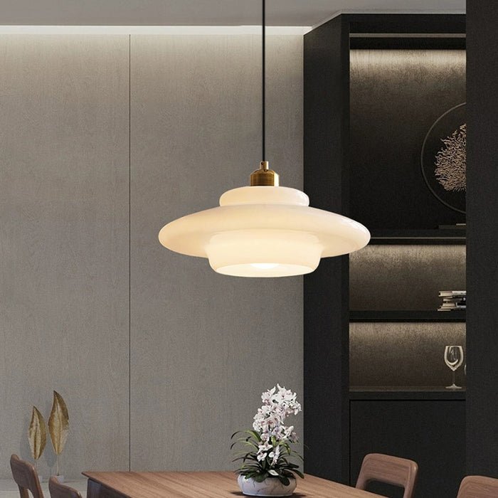White Glass Pendant Light | Modern Mid-Century Elegance 5