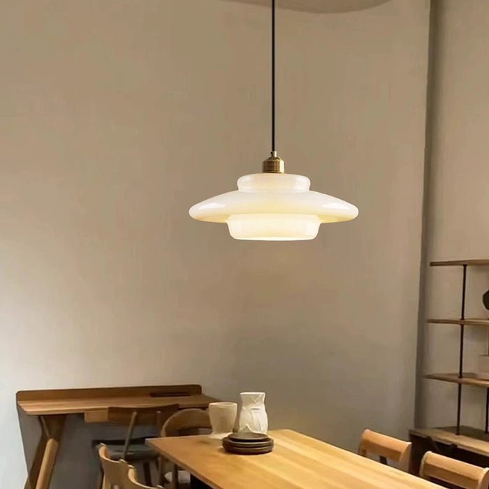 White Glass Pendant Light | Modern Mid-Century Elegance 6
