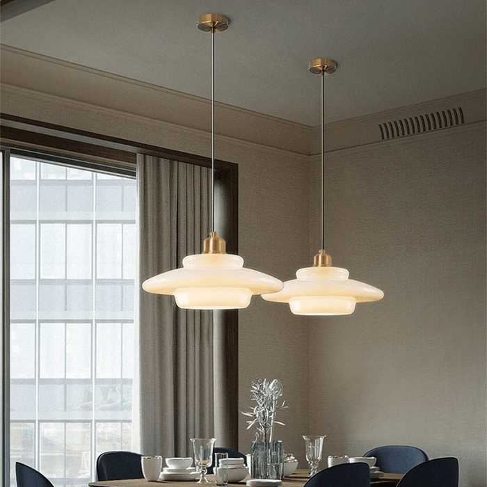 White Glass Pendant Light | Modern Mid-Century Elegance 7