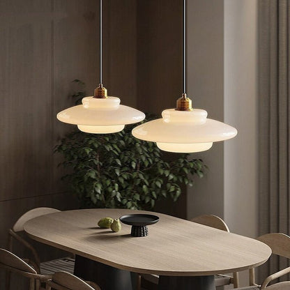 White Glass Pendant Light | Modern Mid-Century Elegance 8