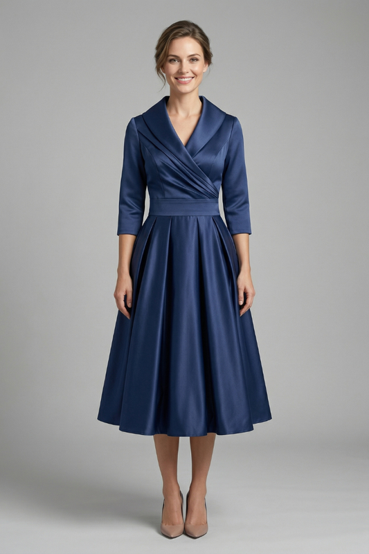 Bellamy | Formal Pleated Midi Wedding Guest Party Dress