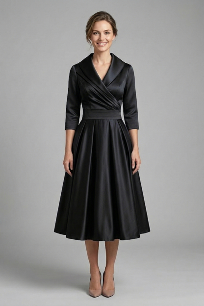 Bellamy | Formal Pleated Midi Wedding Guest Party Dress
