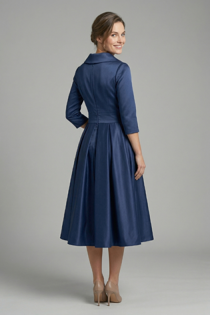 Bellamy | Formal Pleated Midi Wedding Guest Party Dress