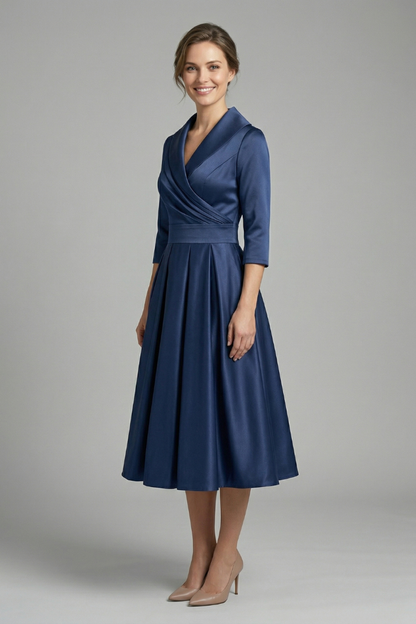 Bellamy | Formal Pleated Midi Wedding Guest Party Dress