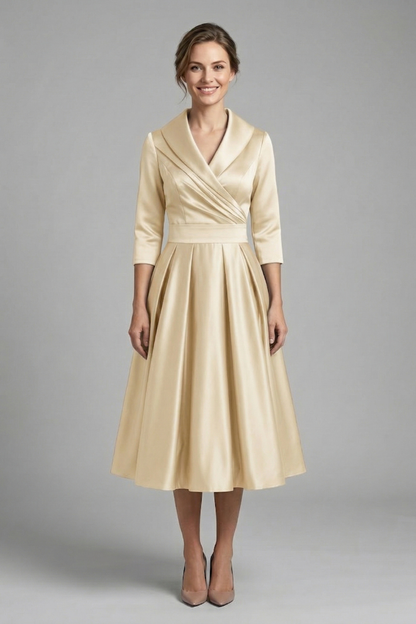 Bellamy | Formal Pleated Midi Wedding Guest Party Dress